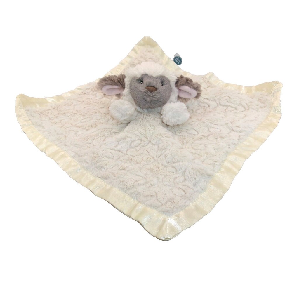 Mary Meyer White Lamb Lovey Security Blanket Satin Binding & Back Fluffy Texture